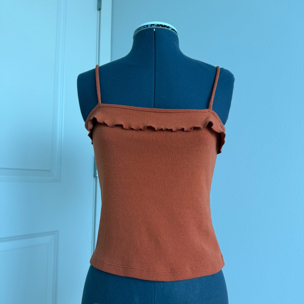 Vintage Y2K Orange Textured Ruffle Detail Cami